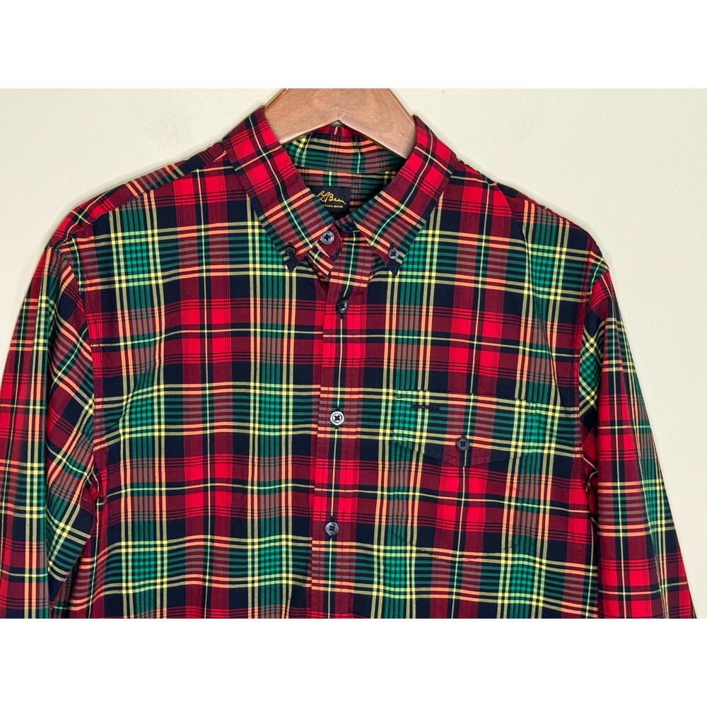 L.L Bean Red Plaid Shirt Mens Medium Long Sleeve 100% Cotton Dress Casual Button